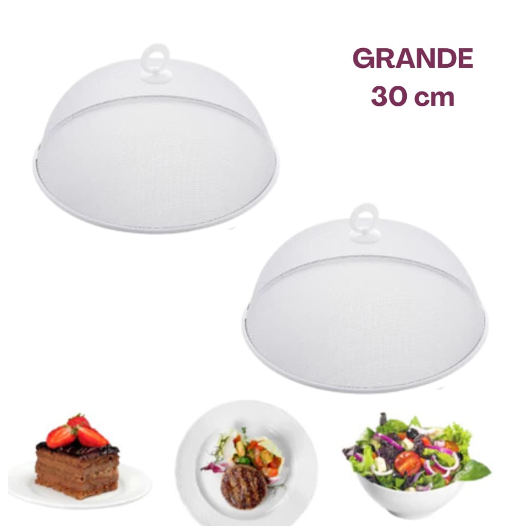 Kit 02 Tela Tampa Protetora de Alimentos Grande 30 cm - Branco