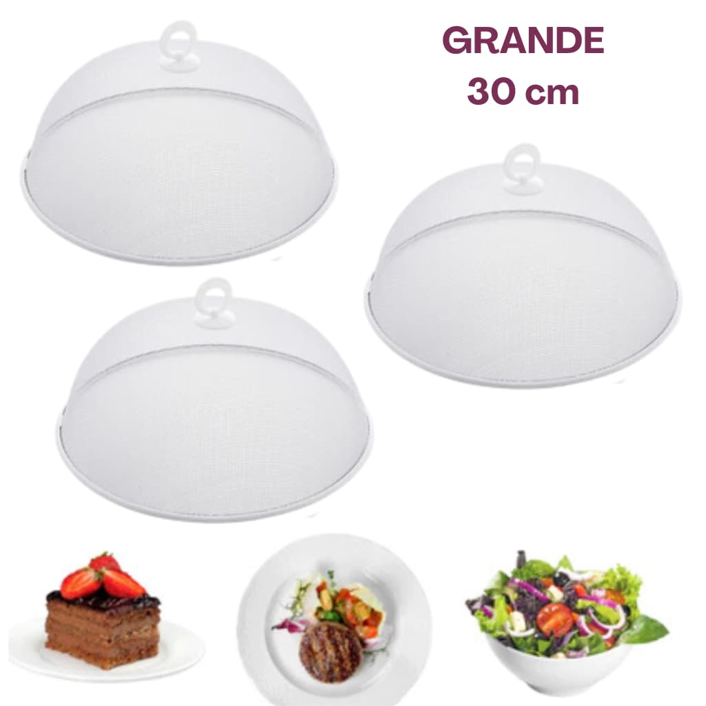Kit 03 Tela Tampa Protetora de Alimentos Grande 30 cm - Branco