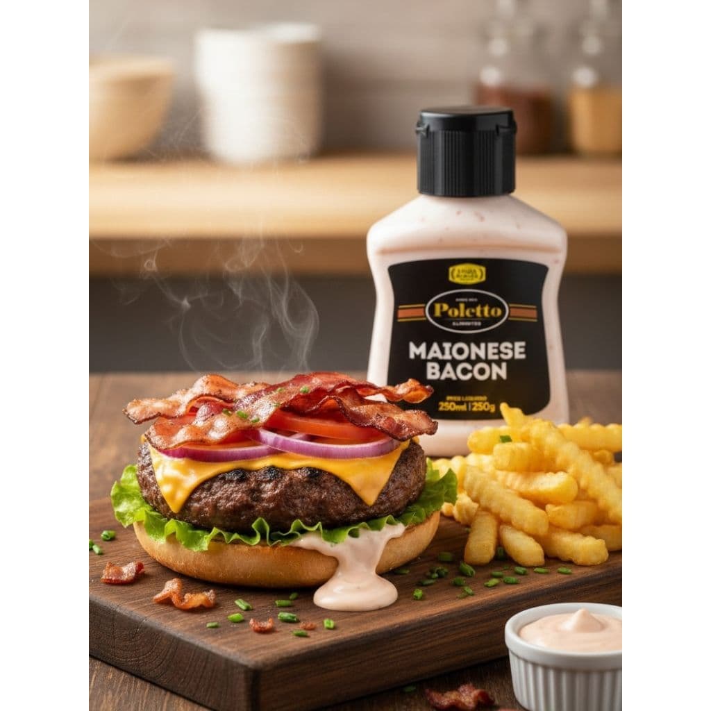Maionese Bacon  Poletto 250g Sabor de Hamburgueria em casa