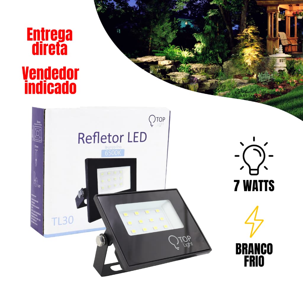 Refletor Led 30w Mini Branco Frio 6500k Bivolt Potente Projetor Iluminação Interna Externa