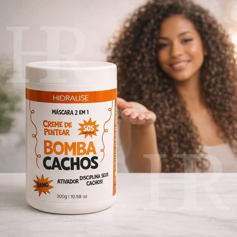 Creme de Pentear SOS Bomba Cachos Mascara 2 em 1 - Cachedos e Crespos - Hidralize 1kg