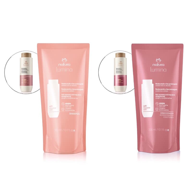 Kit Refis Shampoo + Condicionador Natura Lumina Restauração e Liso Prolongado Original