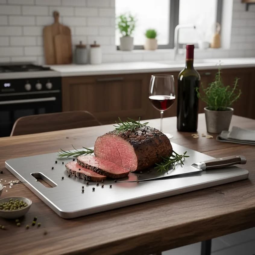 Tábua De Carne Aço Inox Higienica Fácil De Limpar Cozinha Churrasco
