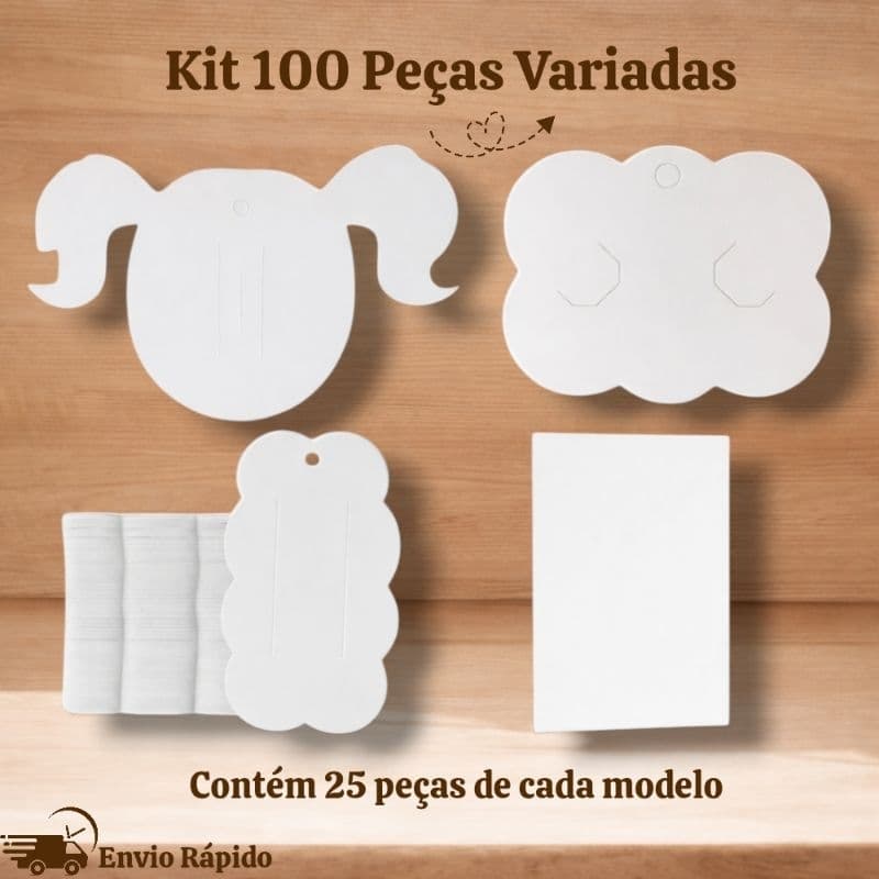 Kit 100 Cartelas Variadas Boneca+Nuvem+Papeleta+ Hair Clips| Embalagem Duplex 250g para laços