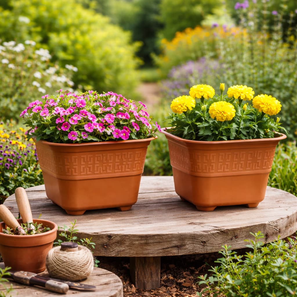 Vasos para Plantas 6 litros Quadrados Kit 2 Peças Decoração Jardim
