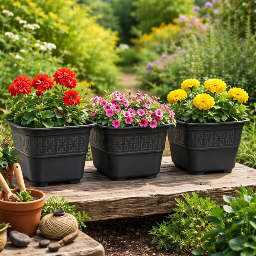 Kit 3 Vasos para Plantas 6 Litros Vaso de Flor Quadrado Decoração Jardim