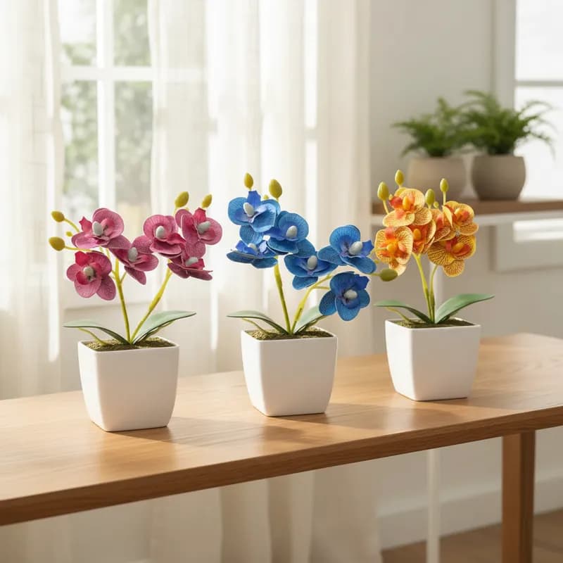 Arranjo De Flores Orquídeas Artificiais Decorativas 3 Unid
