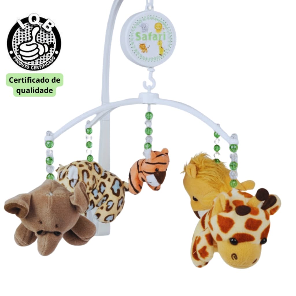 Mobile Para Berço Musical e Giratório Safari Animais da Floresta com Certificado