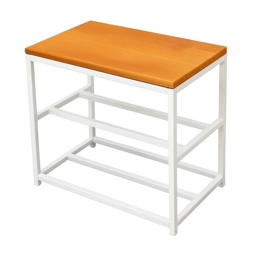 Sapateira Organizador 50cm Assento Madeira Maciça Sem Tela Sala Casa Quarto Decoração Sapatos Estrutura Preta e Branca