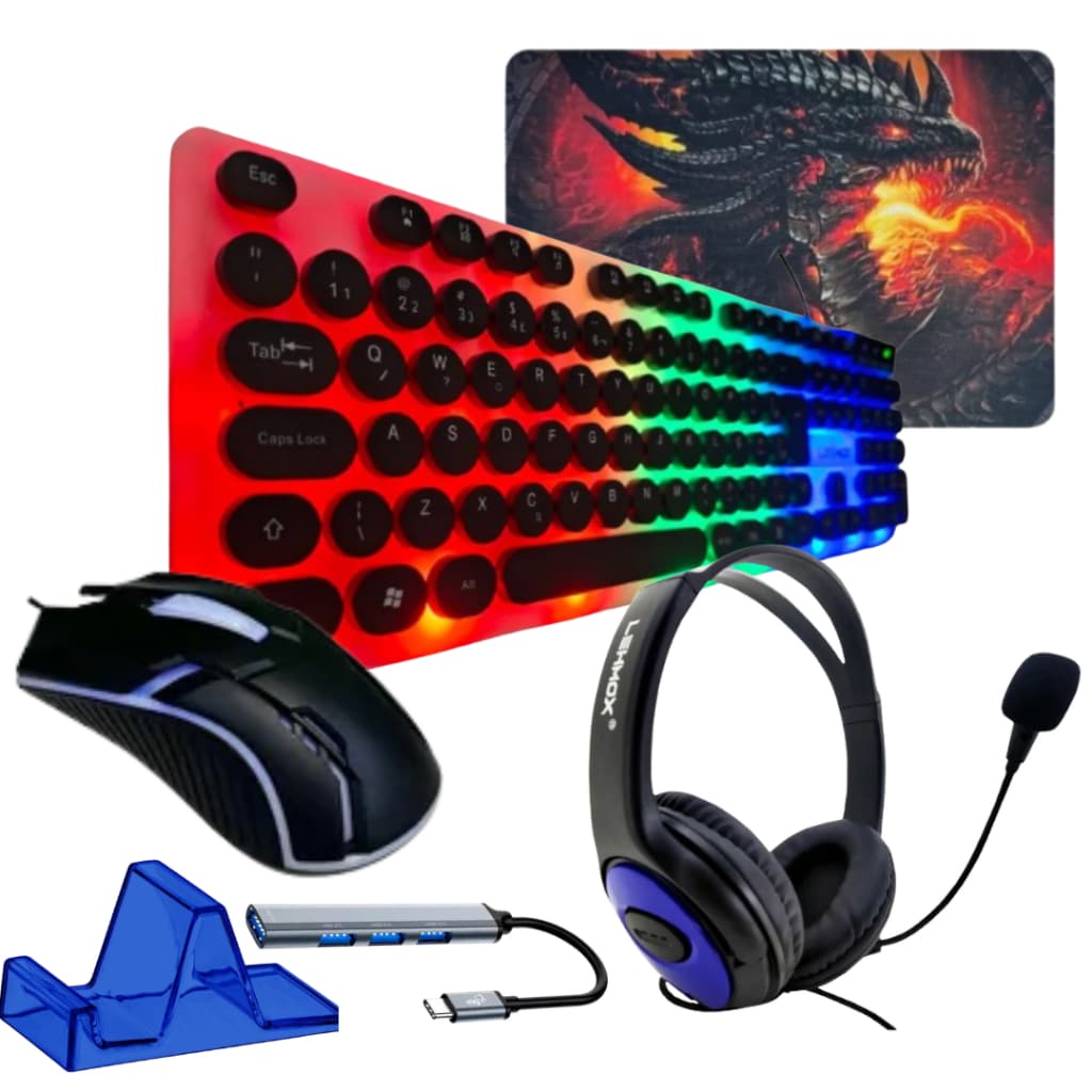 Kit Gamer Mobilador Teclado Mouse Fone P/ Celular Free Fire