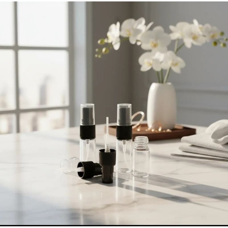 10 Flaconetes de vidro 3ml com borrifador plástico preto para amostra de perfume