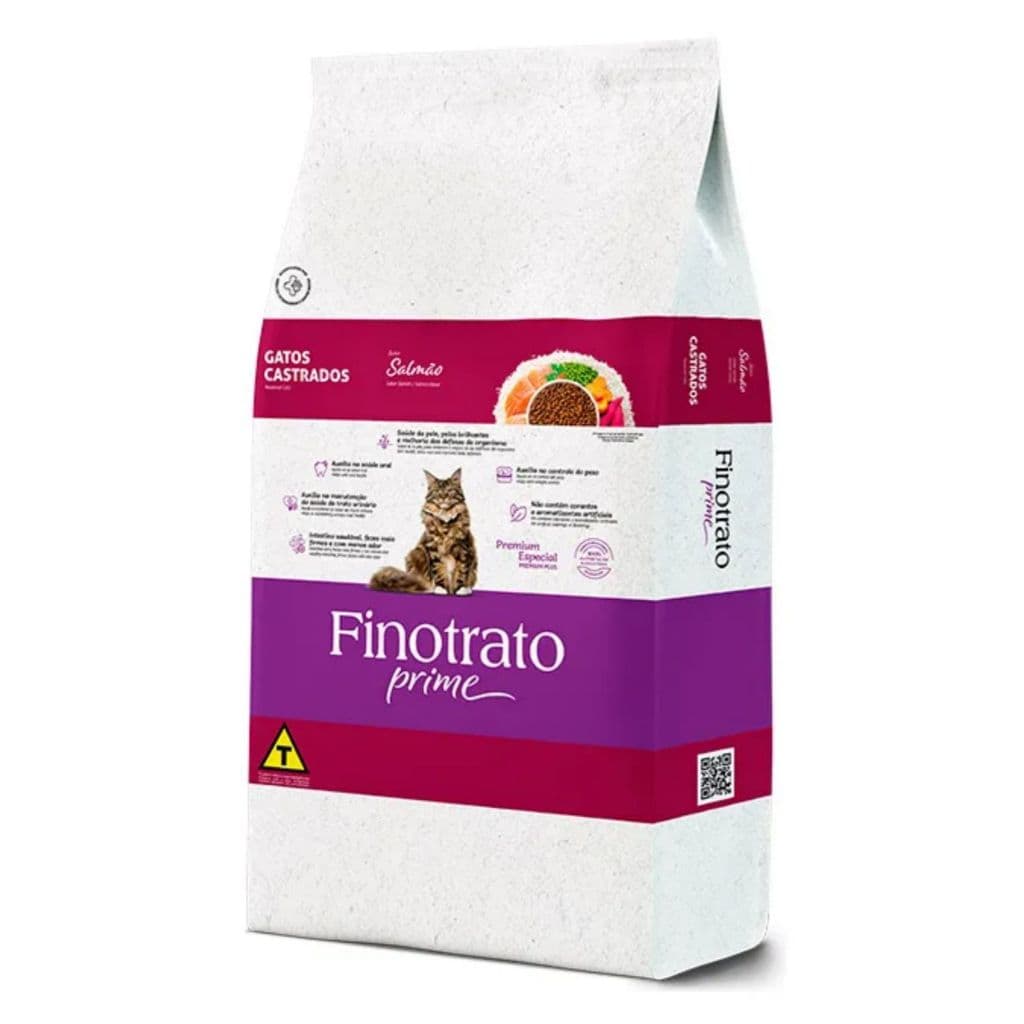 Ração Finotrato Prime Gato Castrado Salmão Premium Especial PLUS 10 kg – Controle de Peso e Saúde Urinária