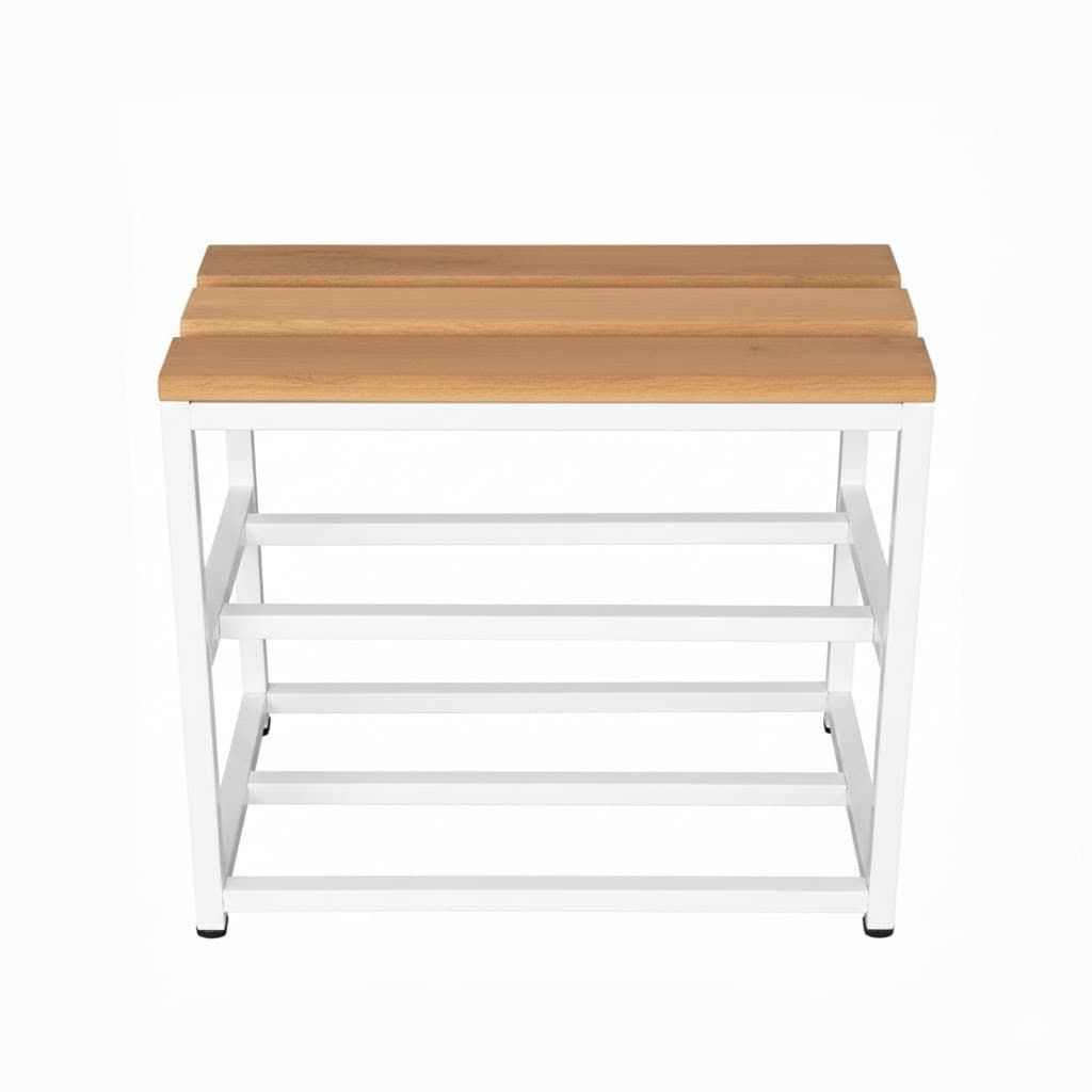 Sapateira Banco Organizador 50cm Sem Tela Estrutura Preta e Branca Casa Sala Quarta Decoração Sapatos Armazenamento
