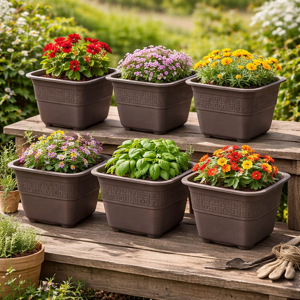 Conjunto 6 Vasos para Plantas Quadrados 3 Litros Vaso de Flor Jardim Decoração