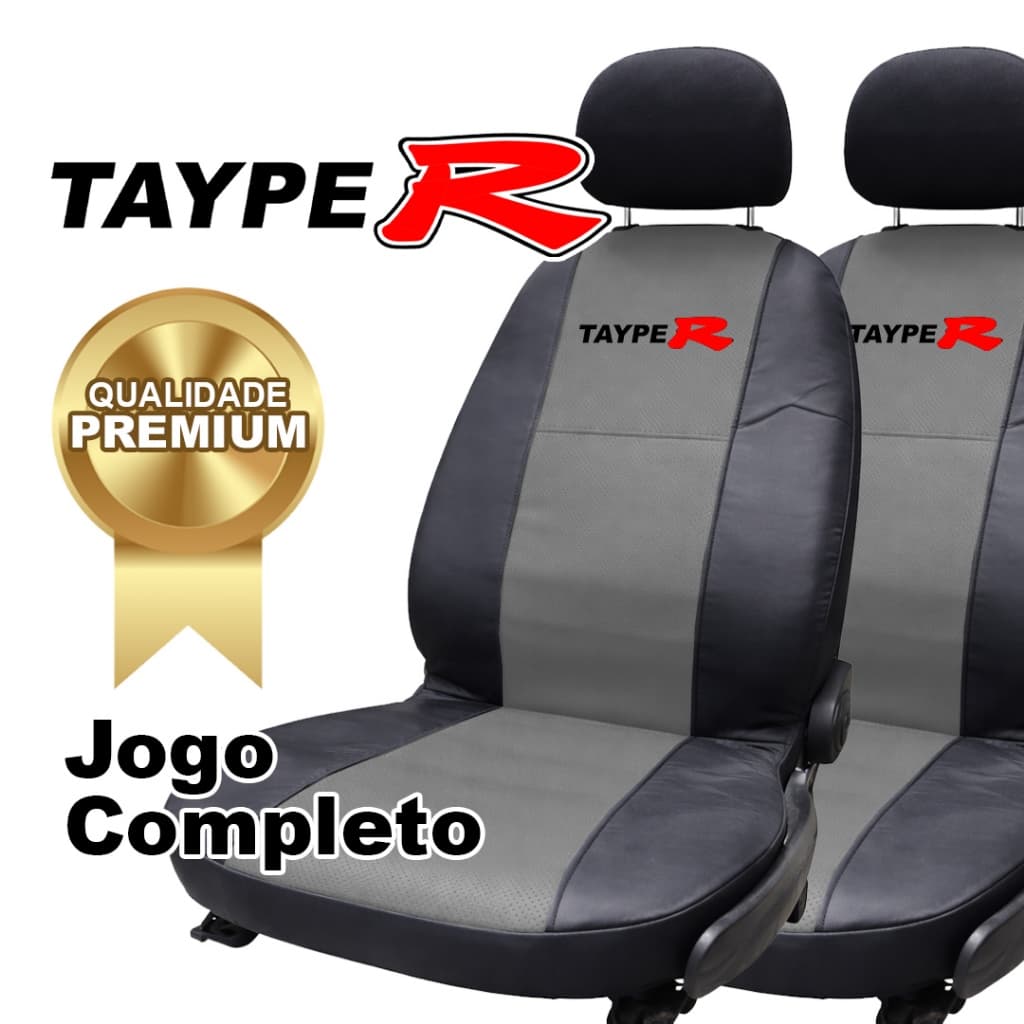 Capa de Banco de Carro Nylon Couro Sintético Cinza Tamanho Universal Jogo Completo Tayper Premium