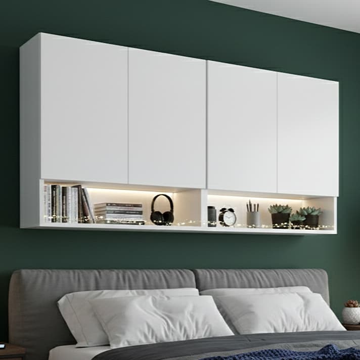Armário Aéreo para Quarto com 4 Portas e Nicho Organizador