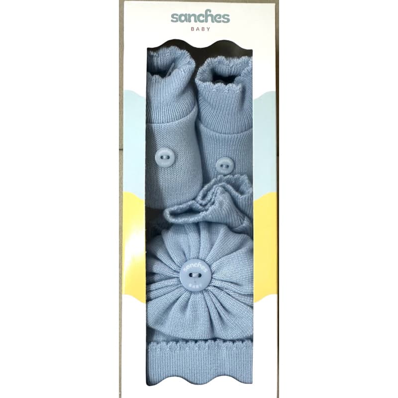 Kit saida maternidade  Sapato Touca e Luva Conjunto Recem Nascido azul claro