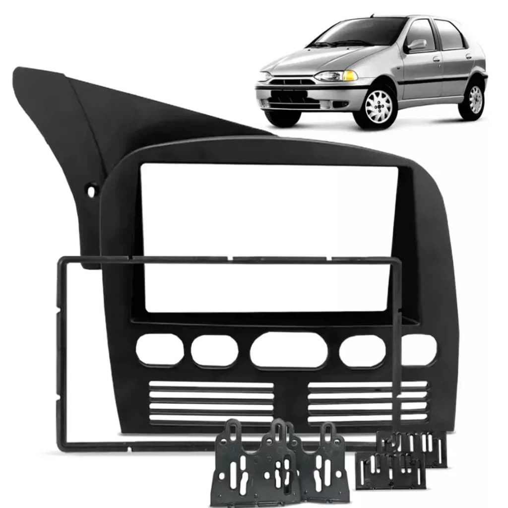 Moldura 2 Din Multimídia Permak Fiat Palio Siena Strada G1 1996 A 2003 Preta