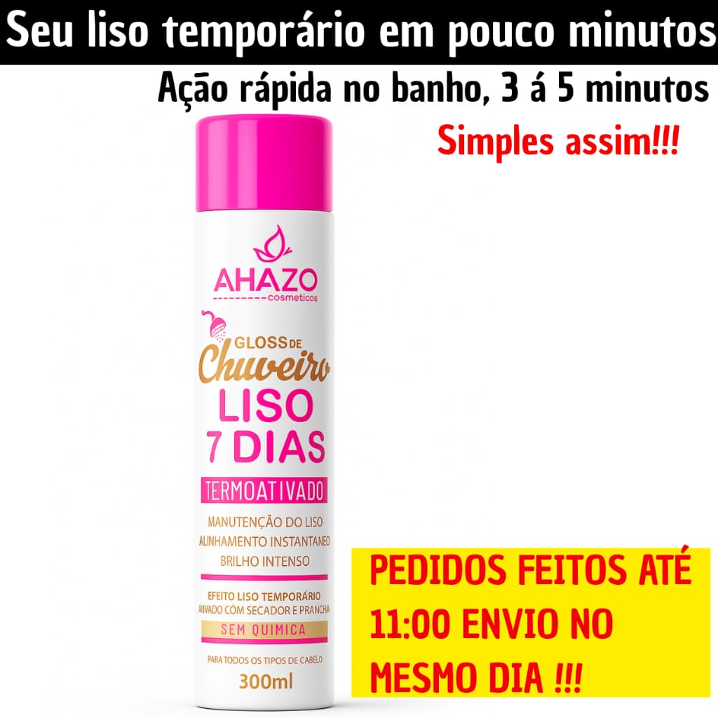 Gloss de chuveiro 300ml Cabelo liso Cacheado hidratação Definição Cachos Brilho Ahazo