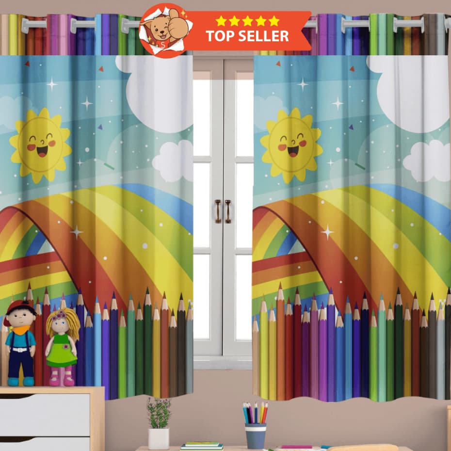 Cortina Infantil 2,00 x 1,50 "VOLTA ÁS AULAS" (Decoração, Escola, Biblioteca, Sala de Aula)