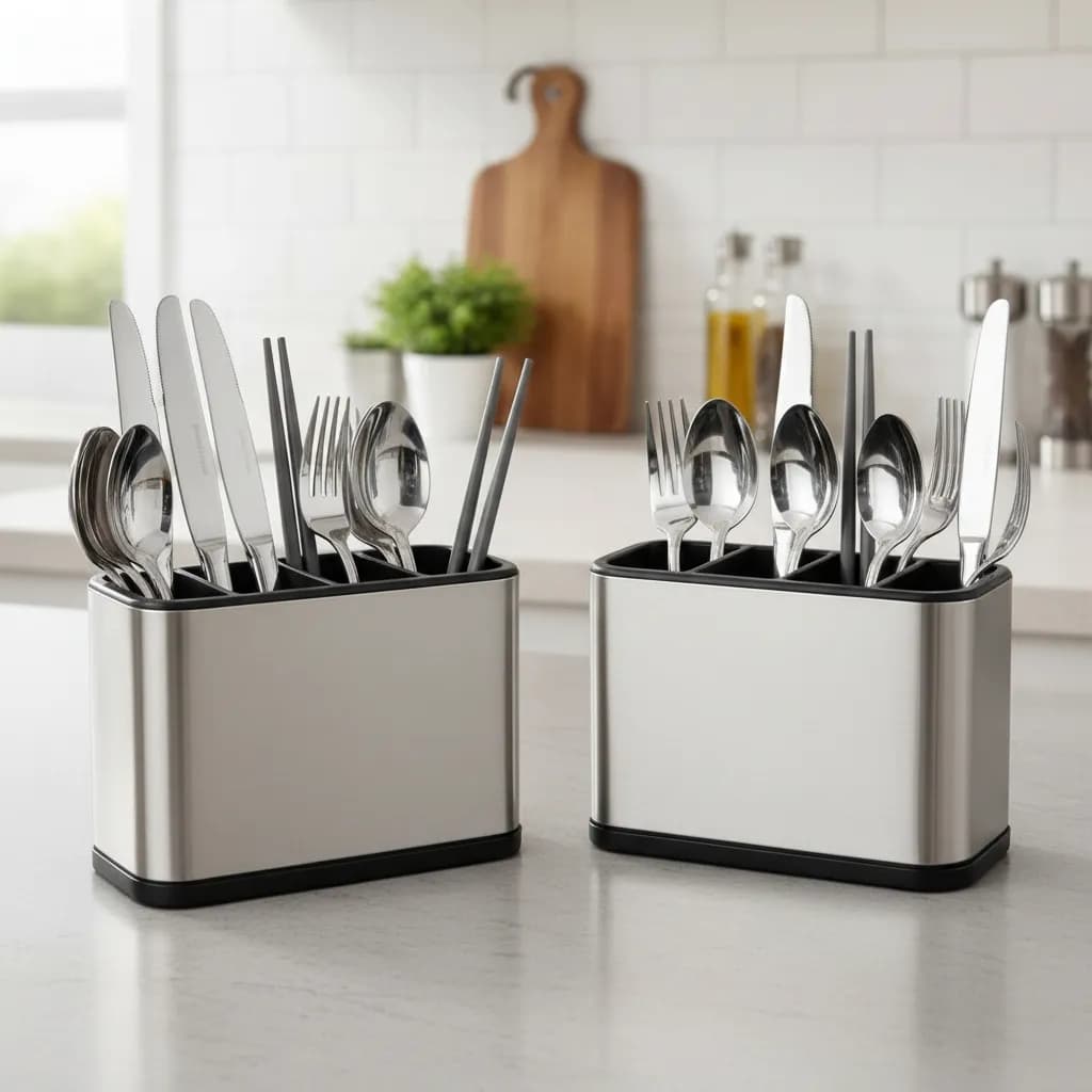 Kit 2 Escorredor Porta Talher Pia Silver Inox Aço Inoxidável Inox