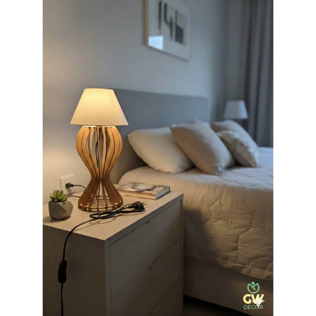 Iluminaria De Cabeceira De Cama Abajur De Madeira Moderno Para Quarto Sala Escritório