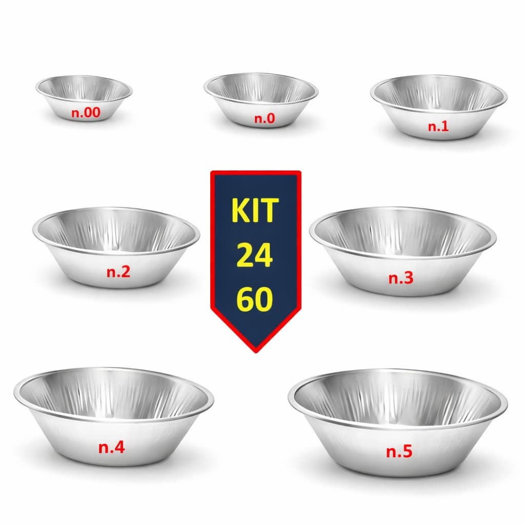 Kit Forma de Empada Nº 00, 0, 1, 2, 3, 4 ou 5 Forminha em Aço Flandres Salgados e Doces para Festas