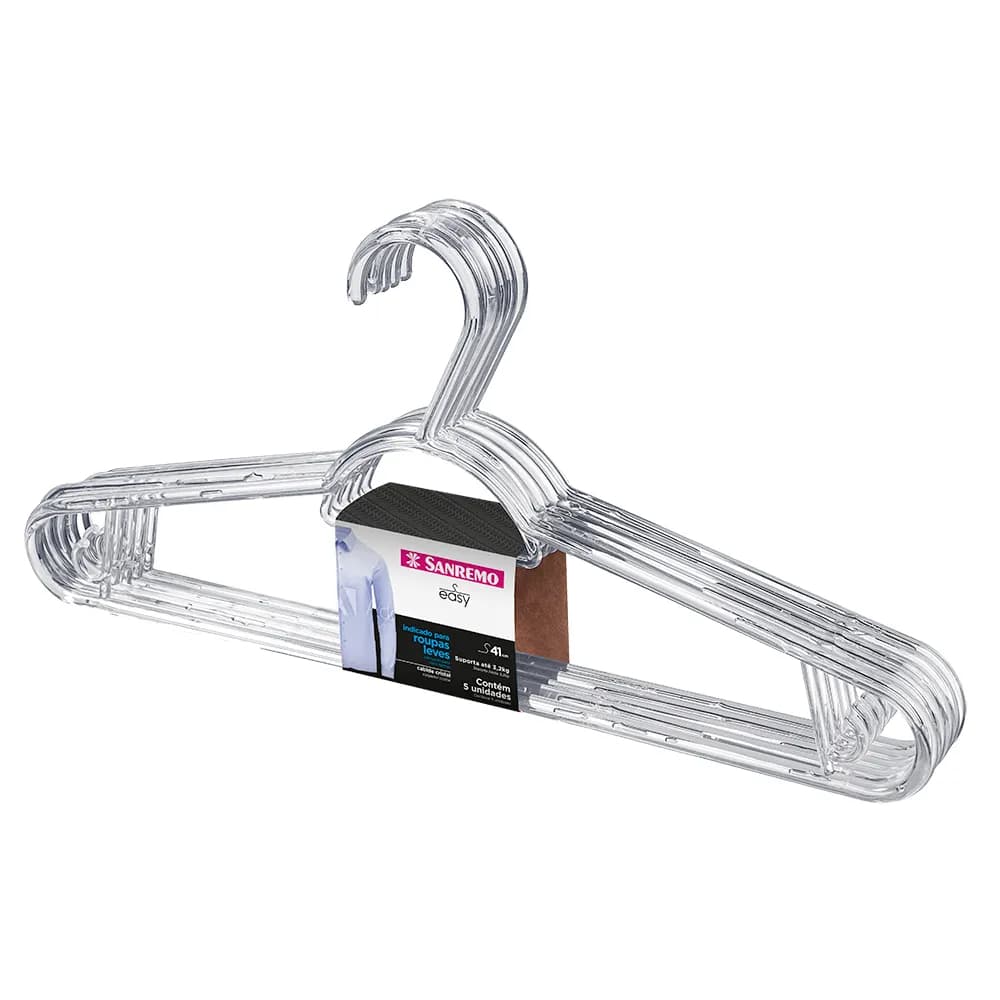 Kit de cabides acrílico e variações de 10/20/30/40 ou 50 peças SANREMO