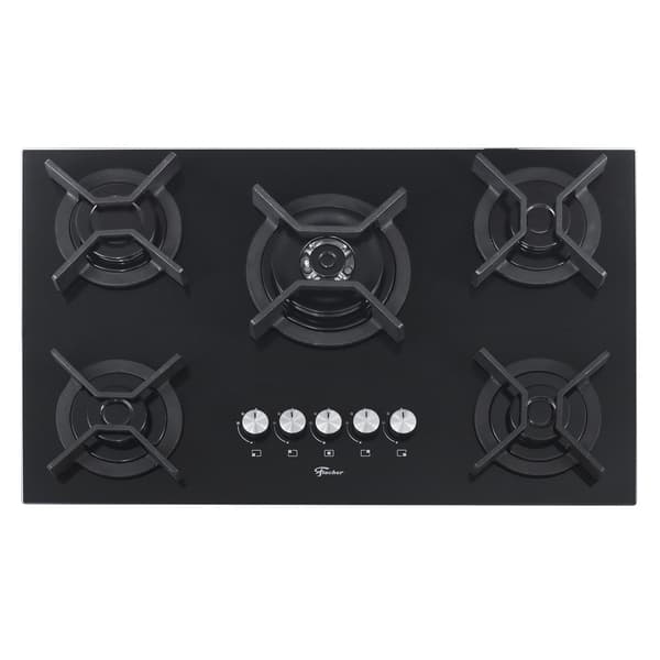 Cooktop 5 Bocas a Gás com Acendimento Automático Vidro Preto Bivolt Infinity 26298-57077 Fischer