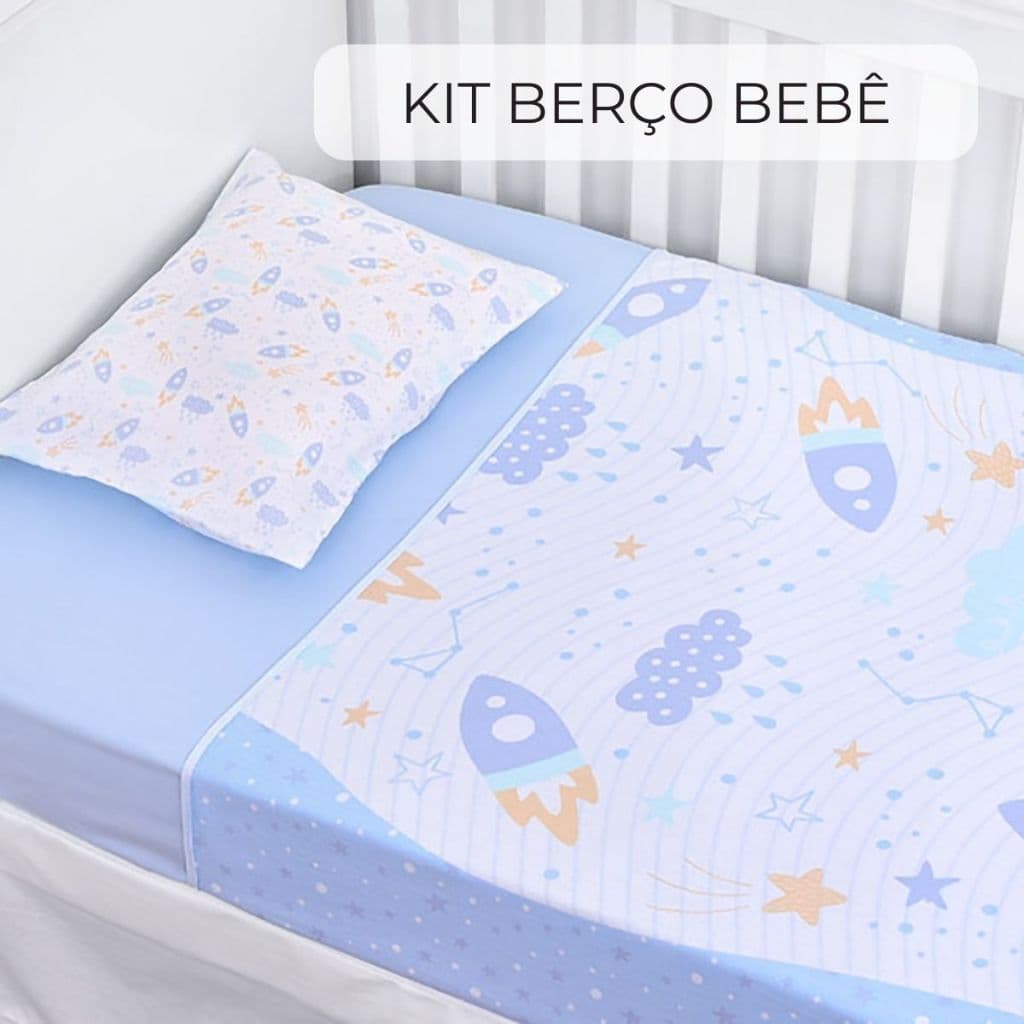 Kit Berço Americano 3 Peças 100% Algodão Lençol Fronha Virol