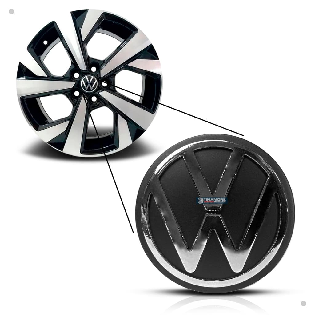 Kit 4 Calotinha Miolo Centro de Roda Original Volkswagen Nivus 2020 2021
