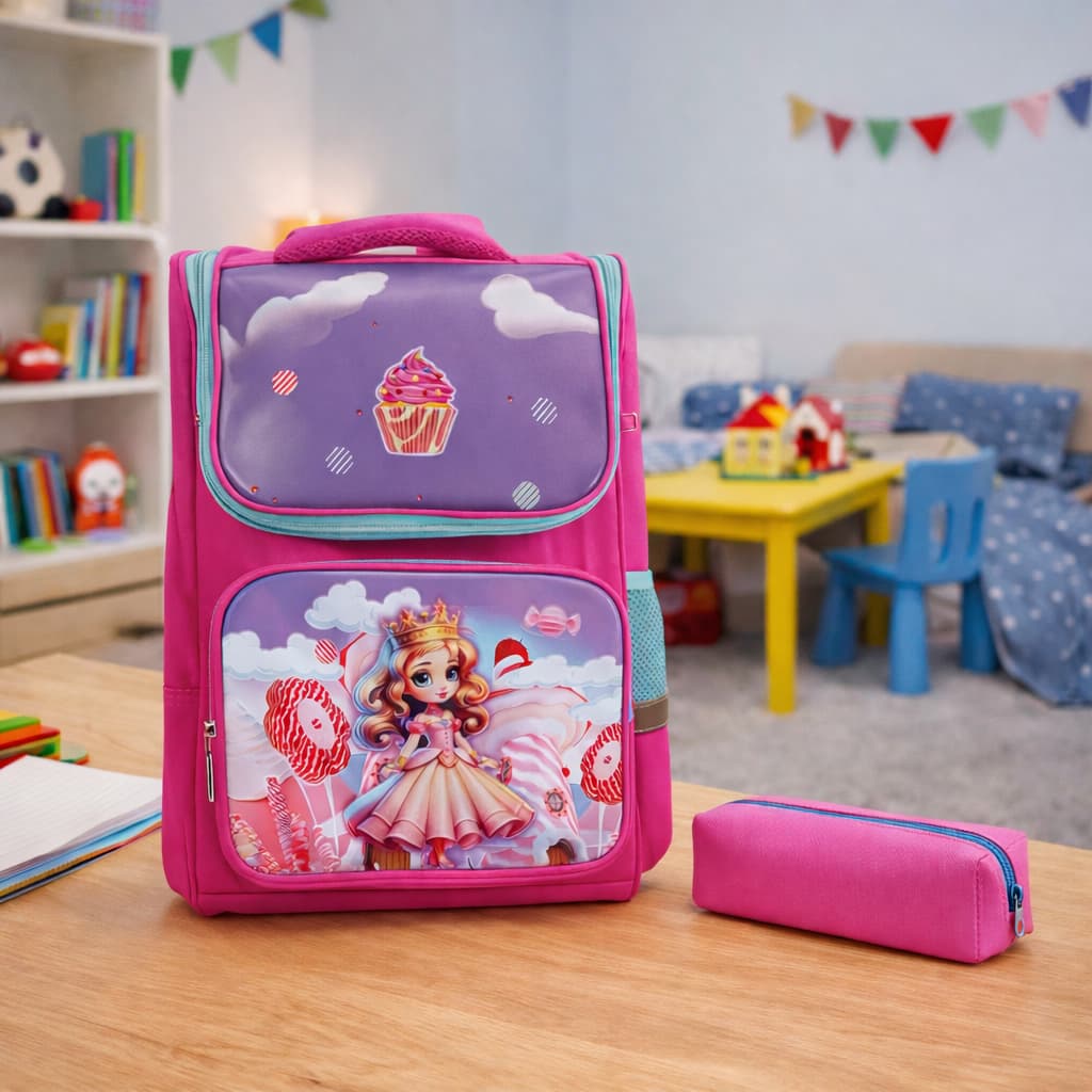 Mochila Infantil Escolar Feminina Reforçada Espaçosa Estojo Incluso Creche Alças Acolchoadas