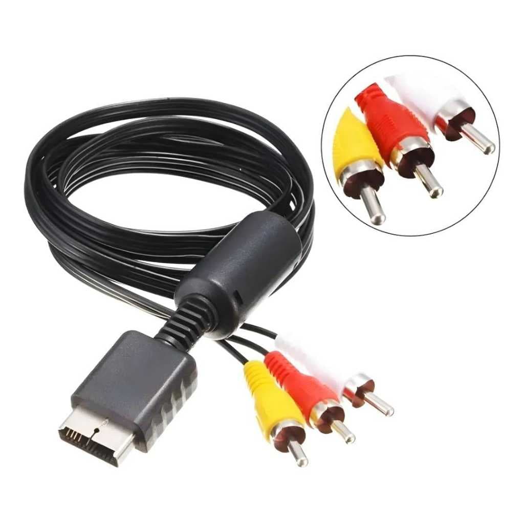Cabo Av Audio Video Rca Playstation Ps3 Ps2 Ps1 Qualidade 2m  de comprimento