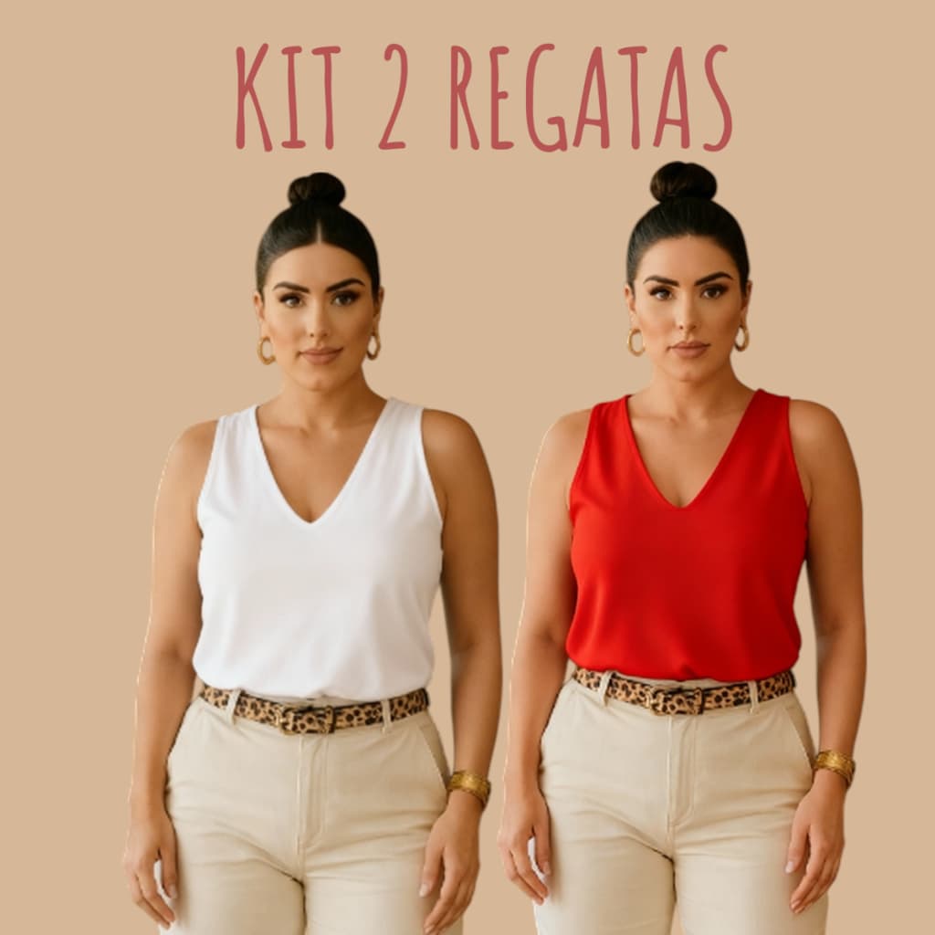 Kit 2 Regatas Duna Feminina Alça Larga Básica Confortável