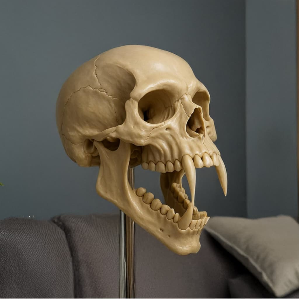 Crânio Caveira Vampiro Tamanho Real Grande Decorativo