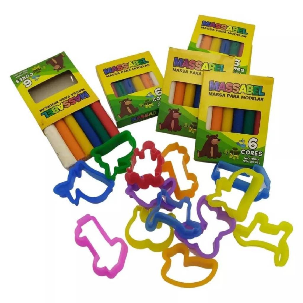 Kit 10 ~ 50 Massinha Modelar + 20 ~100 Moldes  Infantil Lembrancinha Festa Junina Aniversário Prenda