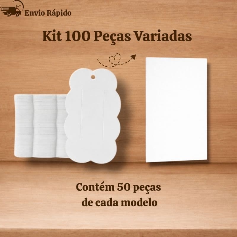 Kit 100 Cartelas Variadas Hair Clips + Papeletas 8,5 x 14,5 Embalagem Duplex 250g para Laços