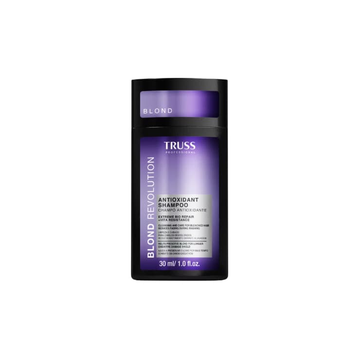 TRUSS Blond Revolution Shampoo Roxo Antioxidante Para Cabelos Loiros Descoloridos Mechas 30ml MINI FRASCO TAMANHO VIAGEM