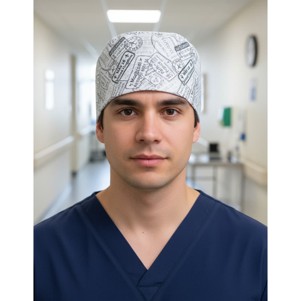 Touca Gorro Cirúrgico Médico - Selos Passaporte Viagem