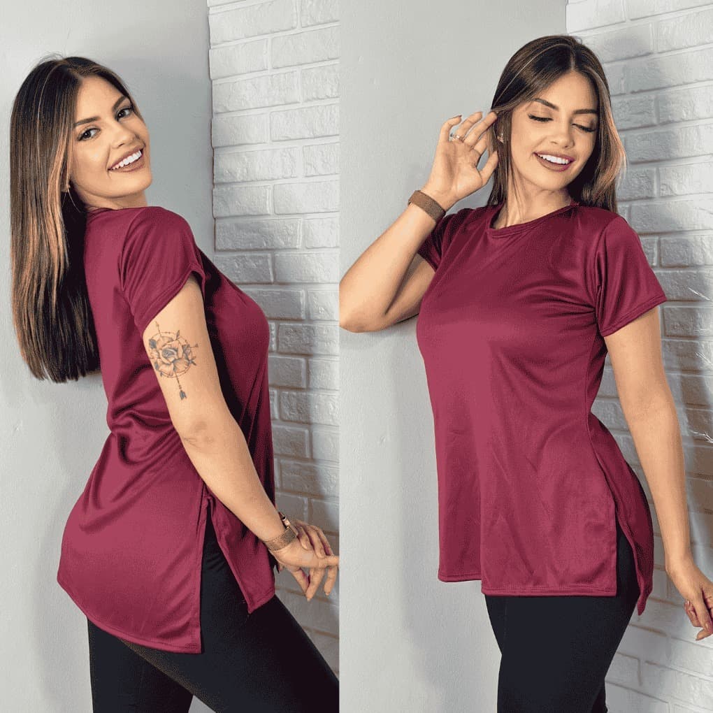 Kit 2 Blusas Academia Dry Fit Camisa Caminhada Musculação Treino camiseta tapa bum bum Feminina