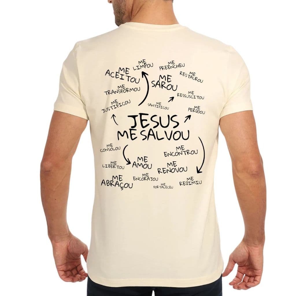 Camiseta católica JESUS ME SALVOU blusa gospel moda igreja camisa missa