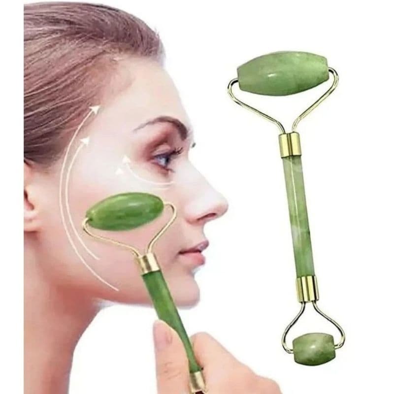 Rolo de Jade para Massagem Facial com Gua Sha - Prevenção do Envelhecimento e Relaxamento