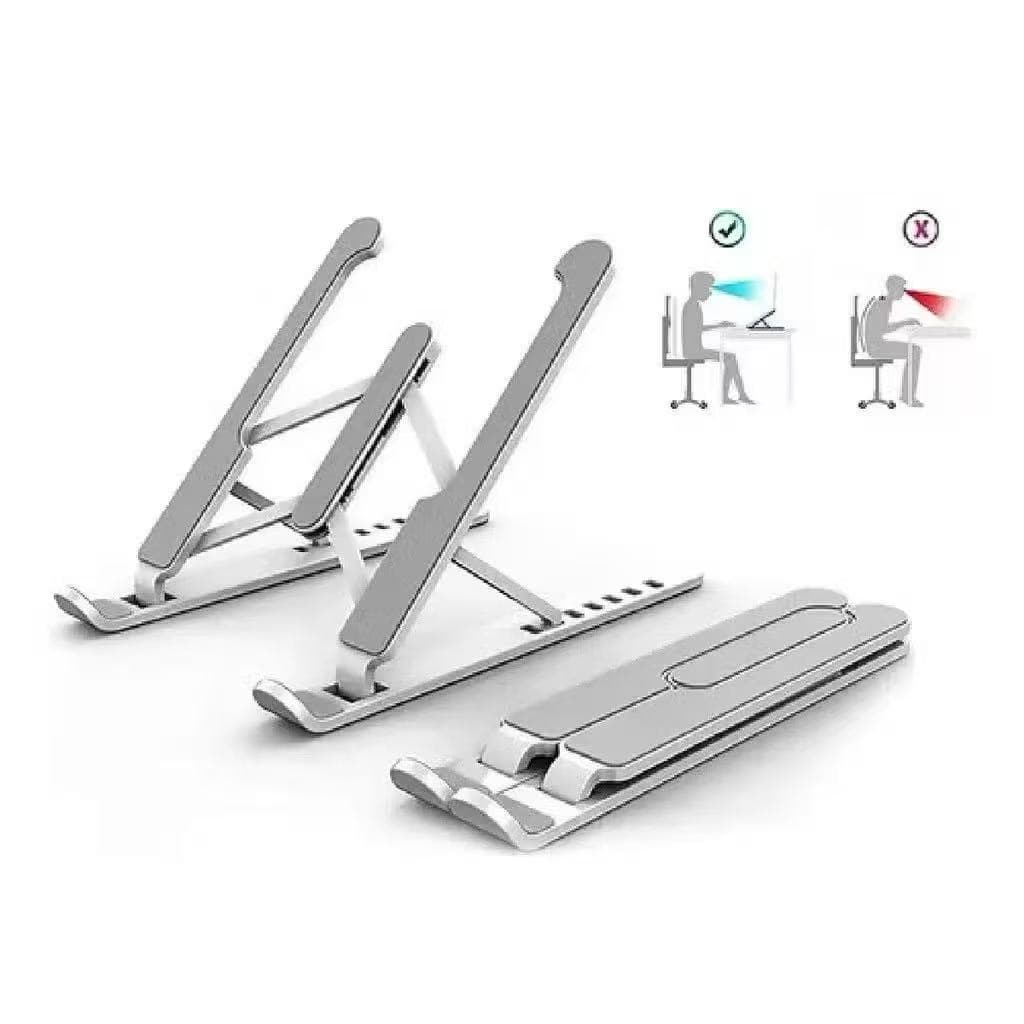 Suporte para Notebook e Tablet Preto - Dobrável, Ajustável e Antiderrapante