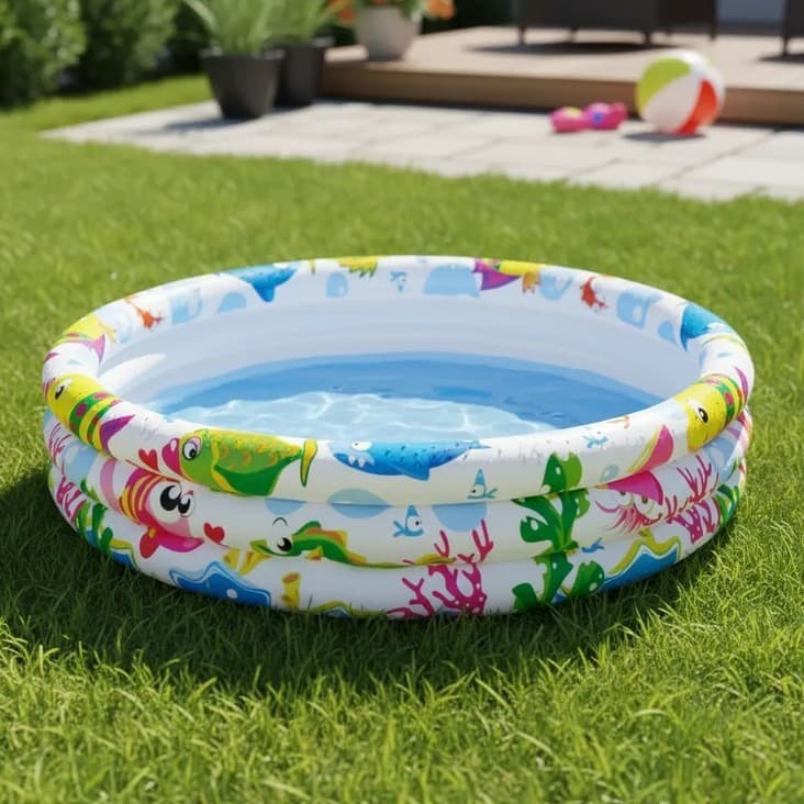 Piscina Inflável Redonda Wellmix Summer Fun 100 Litros 3 Aneis Fundo Do Mar Criança Infantil