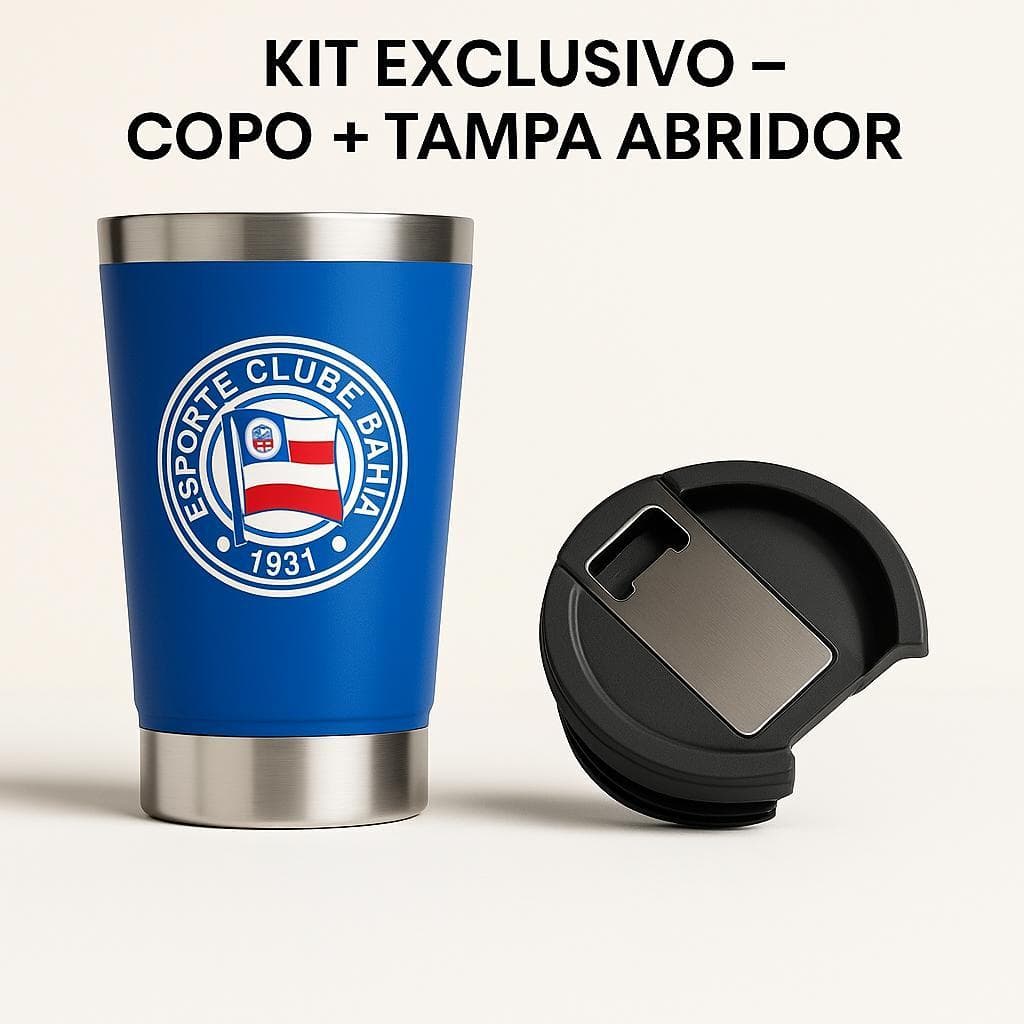 Copo Térmico Aço Inoxidável Time de Futebol com Tampa E Abridor 473ml 13