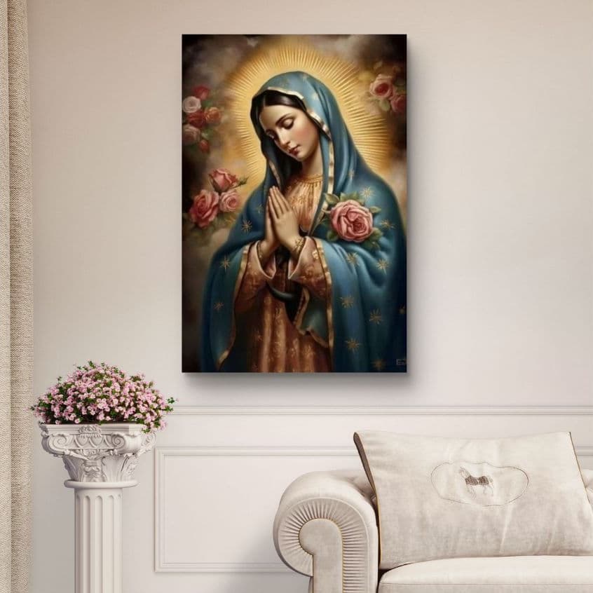 Quadro Decorativo Nossa Senhora de Guadalupe Arte Religiosa Católica MDF 110x80 Fé Proteção