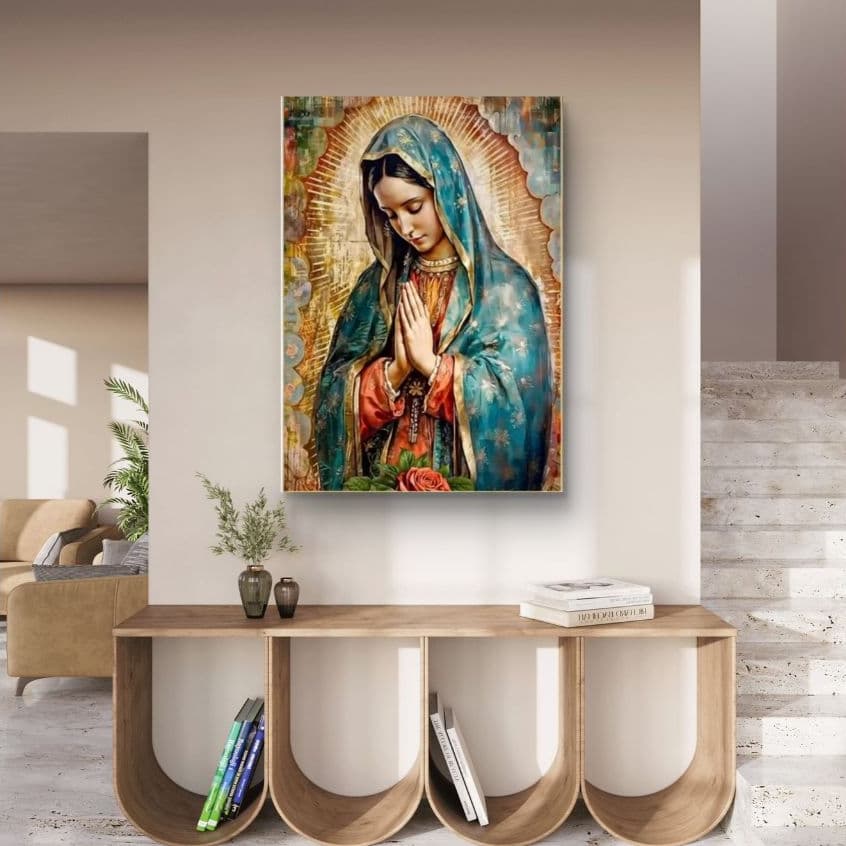 Quadro Decorativo Nossa Senhora de Guadalupe em MDF 110x80 Arte Religiosa Católica Sagrada