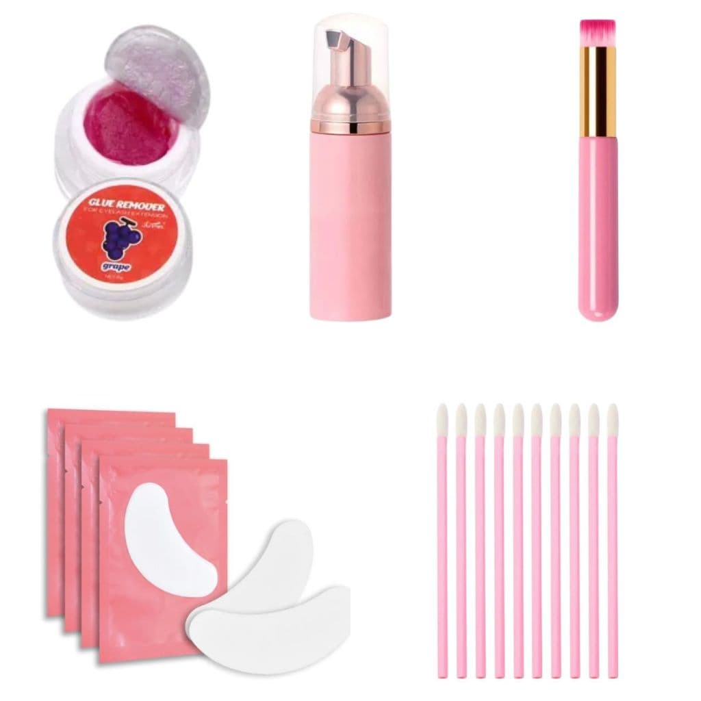 Kit Remoção Cilios em Casa Tufo Profissional Completo Removedor Pump Pincel Pad LipGloss