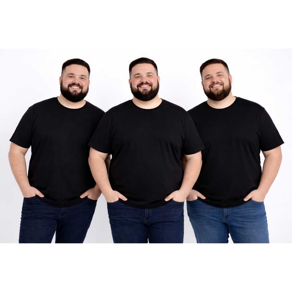 Kit 3 Camisa Plus Size Masculina Lisa Sublimação Silk