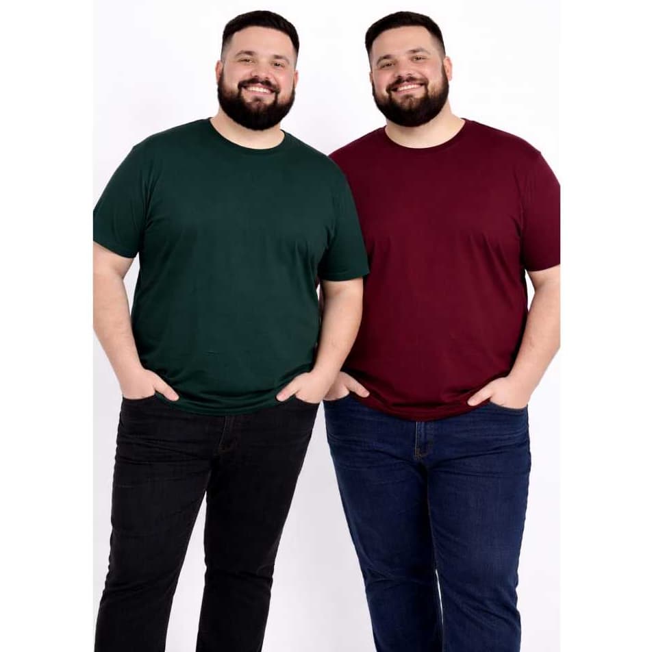 Kit 2 Camisa Plus Size  Masculina G1  G2 G3 lisa cores  Preta Marinho Branca Verde Bordo Silk